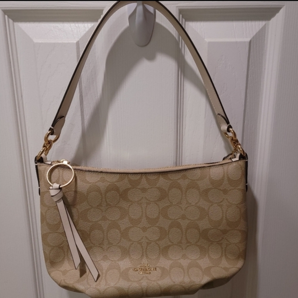 Coach Crossbody Handbag Small Gold/Ivory Classic Canvas Bag